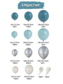126pcs/Set Peacock Blue, Ice Silk Orchid, Silver, Sand White Balloon Wreath And Arch Set, 5/10/18 Inch Balloon Decoration Package, Suitable For Wedding, Birthday, Valentine's Day, Anniversary Celebration, Photo Backdrop, Store Opening Ceremony - Blue - View 4
