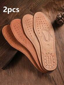 2pcs Genuine Leather Shoe Insoles With Natural Imperfections And Slight Odor - Double Pack, Durable And Stylish, Perfect For Any Occasion, Everyday Comfort|Stylish Imperfections|Durable Insole