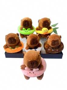 1pc Capybara Plush Keychain Pendant, Soft Stuffed Cartoon Animal Keyring Decoration For Backpack, Bag, Car, Gift - Multicolor - View 3