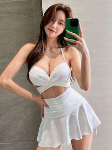 Plus Size Bikini Sets - White - View 1