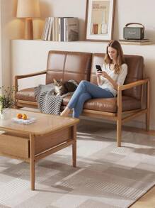 Nordic Solid Wood Sofa Chair, Compact Balcony Minimalist Recliner, Household Single Armchair, Designer Leisure Chair