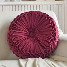 1pc Decorative Round Pleated Seat Cushion, Classy Accent Wheel Throw Pillows With Center Button, Vintage Velvet Floor Pillow For Sofa Couch Vanity Chair Bed - 綠色 - 查看 11