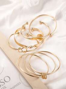 5pcs/Set Retro Exaggerated Wide Bangle Bracelet Sets, Matte Gold Asymmetrical Cuff Bracelets, Suitable Gift For Women, Friends