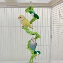 1 szt. Lina wspinaczkowa dla papug, zabawka z grzędą, interaktywna dekoracja klatki dla ptaków, regulowany kształt dla papug takich jak nimfa, kakadu, ara