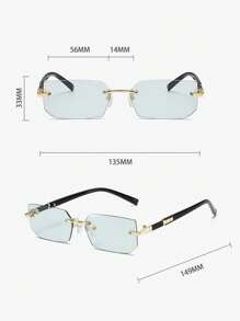 Colorful Square Fashion Glasses For Men, Narrow Frameless Fashion Glasses, Suitable For Summer Sun Protection, Beach Vacation, Outdoor Sports, Party, Self-Driving, Fishing, Cycling, Shopping And Taking Photos Accessories Back To School Fashionable Preppy School Look