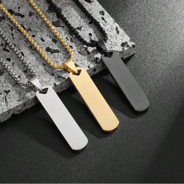 1 Simple Stainless Steel Three-Dimensional Rectangular Geometric Necklace Pendant, Suitable For Women/Men, Daily Wear And Holiday Gift