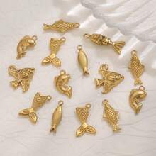 5 pièces Accessoires de fabrication de bijoux en acier inoxydable à la mode et polyvalents, pendentif série océanique baleine pour collier et boucles d'oreilles