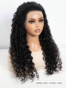 QVR QUEEN VIRGIN REMY QVR Deep Wave Lace Front Wigs 100% Human Hair 13x4 Lace Frontal Wigs Pre Plucked Glueless Super Wave Remy Human Hair Lace Closure Wig Natural Black Color 180% Density - SNatural - View 2