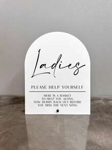 1pc Gents & Ladies Acrylic Sign, Gents & Ladies Bathroom Sign,Contemporary Acrylic Wedding Bathroom Sign With Holder - "Please Help Yourself" His & Hers Hospitality Basket Decor, Battery-Free Tabletop Sign For Wedding Receptions & Events,Engagement Party Desk Decor, Reception And Bridal Shower, Acrylic Sign With Stand, Wedding Party Favors