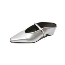 New Spring And Summer Low Shoes With Pointed Toe And Flat Mouth - Silver - View 2