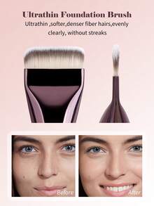 MAANGE 3Pcs Professional Aluminium Tube Makeup Brush Set With Dual-Head Foundation Brush,Single-Line Type Foundation Brush, Blush Brush,Concealer Brush,Contour Brush,Powder Brush, Blending Brush,Highlight Brush,Makeup Brush For Powder Liquid With Soft Fiber ,For Easy Carrying Brush For Travel,Multifunctional Ultra-Soft Makeup Brush Tools Set,Gift For Women&Girls,Foundation Brush,Concealer Brush,Blush Brush,Contour Brush,Blush Brush,Bronzer Brush,Powder Brush,Foundation Brush,Blush Brush - Coffee Brown - View 9