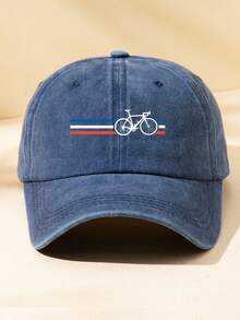 1pc Unisex Outdoor Casual Fashionable Adjustable Size Bicycle Graphic Print Vintage Street Wear Distressed Soft Baseball Cap/Sun Hat, Suitable For Daily Use - A - View 18