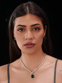 1 Set de 3 piezas Joyería de Moda de Alta Gama Minimalista con Collar y Aretes de Circonita, Colgante en Forma de Gota de Agua, Vestido de Novia Boda Compromiso Fiesta de Noche Vacaciones Uso Diario Regalo para Mujeres - gotitas de agua - Ver 9