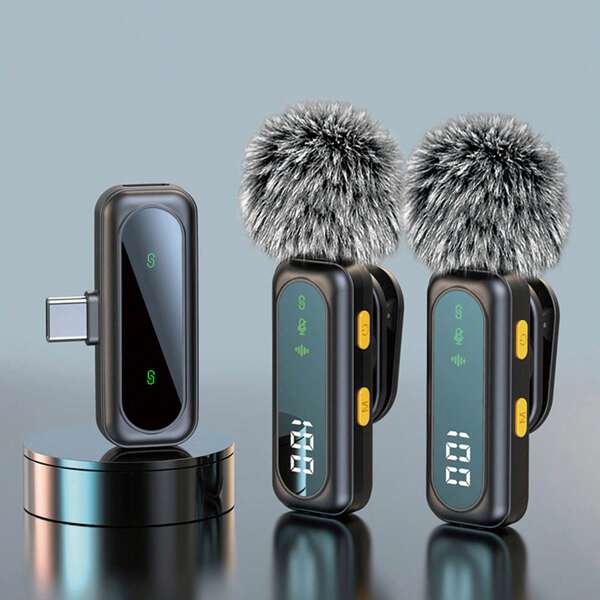 HITOZON Micrófono inalámbrico doble profesional con clip - Cancelación de ruido inteligente, audio cristalino para transmisión, grabación, reuniones (Plug & Play, clip magnético, batería de larga duración)