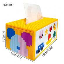 New Animal Building Block Tissue Box, Bear Building Block Tissue Box, Rabbit Building Block, DIY Assembly Tissue Box, Holiday Party Gift Toy, Gift For Friends And Family, Decorative Piece - Multicolor - View 7