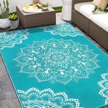 Alfombra de exterior, alfombra reversible de paja de plástico impermeable, alfombras y tapetes de exterior grandes para caravana, picnic, patio trasero, balcón, porche, playa