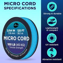 TECEUM Micro Paracord – 118 Mm X 125 Ft – Micro Utility Cord – Thin Braided Paracord Rope – Best Crafting, Projects, Fishing, Camping – Wind Chime – Survival Strong String - 冰薄荷 - 查看 5