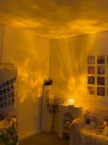 1 包 C 型圆形夜灯水晶台灯，带旋转水波纹效果的创意床头灯，带 16 种颜色和遥控功能的火焰氛围灯，卧室 RGB 遥控夜灯带旋转水纹设计，适用于儿童房、卧室、走廊，