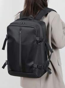 Mochila de Viagem/Academia com Compressão a Vácuo e Capacidade Expansível, com Múltiplos Compartimentos, Adequada para Negócios e Fitness, Preta, Mochila de Viagem | Mochila para Negócios para Escola, Acessórios Escolares, Material Escolar
