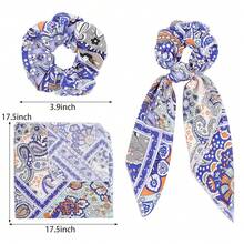 Scrunchie Hair Accessories - Chiffon Hair Scarf Bandana, Scrunchies, Ribbons, Ponytail Holders, And Bow Scrunchies For Women (6PCS) - 佩斯利3 - 查看 2