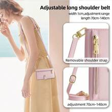 Compatible With Rakuten, Kyocera New Crossbody Fashion Model PU Material, Multifunctional Large Capacity, 6 Card Slots + 1 Money Clip + 1 Wallet, Hardware Strong Magnetic Buckle, Same Color Wrist Strap Rope + Shoulder Strap Rope Flip Mobile Phone Case Included - Pink - View 5