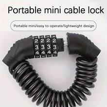 1 便携式防盗密码锁，自行车锁，头盔锁，加厚防剪，防水防锈，坚固耐用，防盗性能强，弹性伸缩延长钢缆，锁定空间大，适用于自行车
