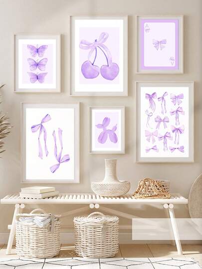 1 Pc Purple Bows Wall Art Preppy Poster College Apartment Decor Watercolor Bows Print Room Decor Girly Wall Art Room Decor Wall Arts Living Room Decor Office Decor Bedroom Decor Kitchen Decor Bathroom Decor Wall Decor Home Decor Posters Unframed