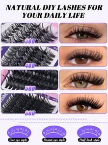 CMAYOME 784pcs D-Curl Flared False Eyelashes Set, 30D+40D+50D+60D Mixed Thick Lashes, Lower Lashes Dedicated, Soft Lash Bundle, Create Natural Eye Makeup, 8-16mm Mixed Length, Lightweight Waterproof Mink Hair 3D Effect False Lashes, Suitable For Natural, Dramatic, Daily Makeup And Costume Play - Pink - View 5