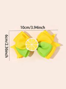 2 Stücke zitronen-gelbe Haarschleifenclips, Sommer-Obst Barrettes aus Ripsband, Haarspangen mit Schleifen für Mädchen, Sommer-Haaraccessoires