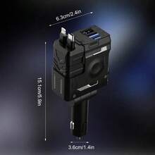 Automotive Charger With Industrial Design, Ultra-Rapid 120W Vehicle Power Adapter Featuring Auto-Retracting 4-In-1 Multi-Device Cord (Lightning/USB-C Compatible). Universal Compatibility For Phone 15/14/13/12/11, Galaxy & Pixel Models. Dual-System Support For Phone/Android Devices With Integrated Magnetic Mounting System.Car Essential,Room Decor,Compatible With Iphone,Compatible With Apple Watch,Halloween Gift,Fast Charger - Black - View 9