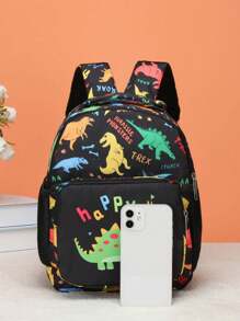 Customized Backpack And Small Shoulder Bag, Back-To-School Gift, Dinosaur-Themed, Colorful. Print Personalized Name Or Holiday Greetings. Create Your Own Backpack. This New Features A Nylon Zipper Design, Casual Versatile