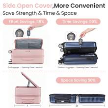 3-Piece Lightweight PC Luggage Set With Front-Access Design, TSA Lock And Silent Spinner Wheels (20/24/28) - Expandable Suitcases With PVC Protective Covers - 粉色 - 查看 5