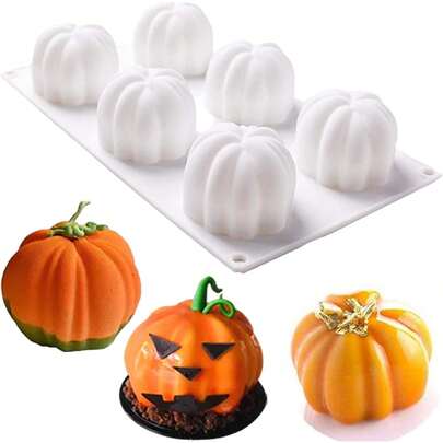 1 件花瓣 3D 南瓜硅胶模具，6 腔纸杯蛋糕烤盘慕斯蛋糕模具蛋糕装饰软糖巧克力糖果肥皂模具，适用于万圣节感恩节 DIY 工艺家居装饰