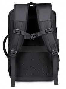 Mochila de Viagem/Academia com Compressão a Vácuo e Capacidade Expansível, com Múltiplos Compartimentos, Adequada para Negócios e Fitness, Preta, Mochila de Viagem | Mochila para Negócios para Escola, Acessórios Escolares, Material Escolar
