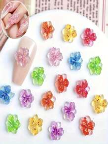 40/60 peças Encantos de Arte de Unhas Florais 3D, Flores Aleatórias Coloridas para Unhas Havaí, Strass de Resina para Decoração de Unhas, Design de Unhas para Mulheres