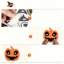 16 piezas Juego de pegatinas de espuma de calabaza de Halloween, pegatinas autoadhesivas con caras de calabaza, espuma con forma de calabaza, decoración de calabaza para fiestas y decoraciones de manualidades de Halloween