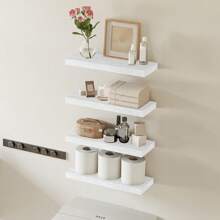 Estantes flotantes para el baño, 4/8 piezas de 15.8 pulgadas de estantes de madera rústicos montados en la pared para el almacenamiento del baño, decoración del baño de vuelta al colegio