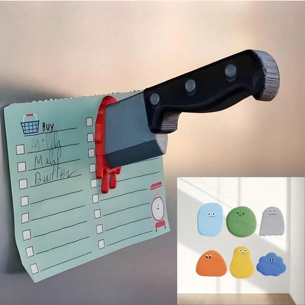 1pc Funny Knife Magnetic Fridge Stickers, With Creative Cartoon Sticky Notes, 3D Fun Axe Fridge Magnet, Shuriken Decoration, Novelty Home Decor Gifts, Unique Gift Idea For Home, Office, Fridge, Locker, Cabinet Iron Surfaces
