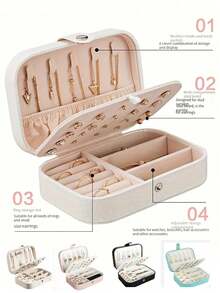 1pc Portable Travel Jewelry Storage Box, Multi-Function Jewelry Storage Box, PU Waterproof Jewelry Storage Box, Jewelry Organization And Storage, Ring Jewelry Display Box, Compact Jewelry Box, Suitable For Earrings, Necklaces, Rings, Watches, Bracelets, Lipstick Storage, Travel Essentials, Cruise Essentials, Travel Essentials, For Rings, Necklaces, Earrings Storage, Bridesmaid Gifts, Birthday Gifts, Perfect Gift For Women
