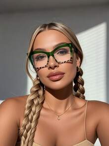 1pc/4pcs New Stylish Exaggeration Oversized Popular Design Women Reading Glasses 6 Diopter Options, +1.0 To +2.5Magnification, As Office, Reading, Gift For Parents, Holiday Gift, Daily Life - trong suốt - Xem 1