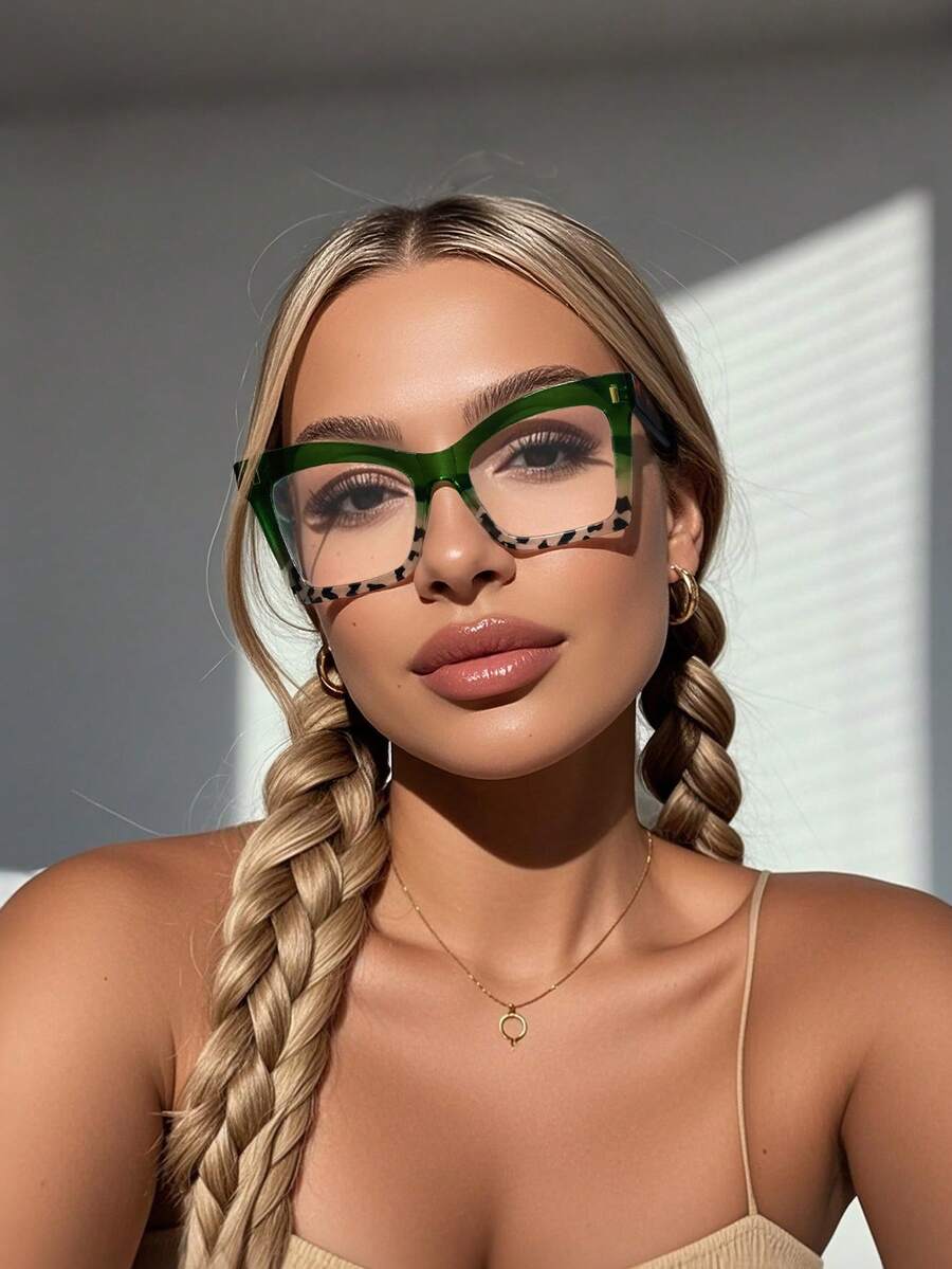 1pc/4pcs New Stylish Exaggeration Oversized Popular Design Women Reading Glasses 6 Diopter Options, +1.0 To +2.5Magnification, As Office, Reading, Gift For Parents, Holiday Gift, Daily Life - trong suốt - Xem 1
