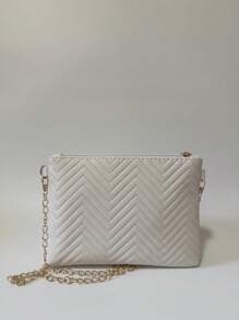 Bolso bandolera para teléfono con cadena desmontable con efecto ondulado en relieve, bolso de hombro de color liso y minimalista, bolso de mano elegante y de moda para mujer