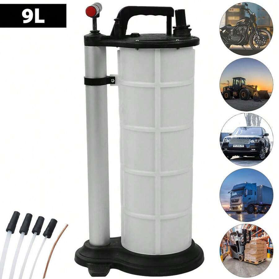 Oil Extracting Pump, 9L Capacity Hand Oil Pump Designed For Engine Oil, Gear Oil, Coolant, Brake Fluid, With Suction Probes And Extension Tubes - White - View 1