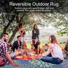 Reversible Outdoor Rug Multiple Sizes Waterproof Patio Rug Carpet Portable Outdoor Plastic Straw Rug Large RV Camping Mat Rug For Patio, Deck, Beach, Porch, Camping, Picnic, Teal - Navy Blue - View 5