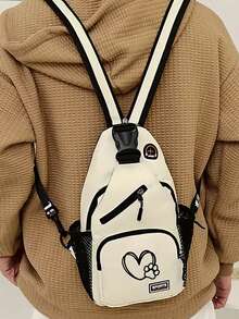 多口袋斜挎背包,带有可爱的狗爪印图案,休闲尼龙斜挎包,带拉链肩带的旅行徒步背包,迷你胸袋,多功能胸包,大容量简约休闲单肩包,男女皆宜,适合日常使用、户外活动、旅行、徒步旅行、便携,是送礼的理想选择,送给女朋友的礼物,送给狗妈妈的完美礼物 - 彩色 - 查看 5