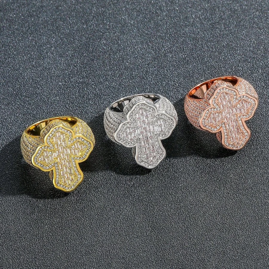 1 件十字形戒指，创意嘻哈风格时尚戒指，男士节日礼物