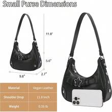 Shoulder Bag Y2k Purse: 90s Mini Underarm Bag Cute Small PurseRR8 - Black - View 6