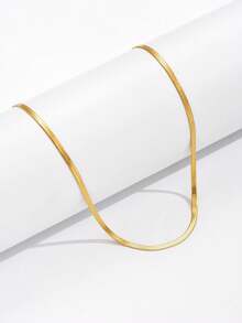 1pc Fashion Simple Couple/BFF Flat Snake Bone Chain Necklace, Versatile Accessory For Different Occasions - Necklace - View 7