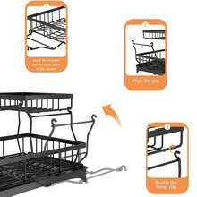 Dish Drying Rack, 2-Tiers Dish Rack Over Sink, Large Stainless Steel Kitchen Dish Drying Rack, Detachable Large Capacity Dish Drainer Organizer