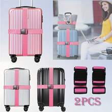 2pcs/1pc Adjustable Anti-Theft Luggage Strap With Quick Release Buckle, Bright Travel Packaging Strap For Suitcases, Upright Boxes, Double-Layered Bags, Durable Polyester, Easy To Clean, Hand Wash/Machine Wash, Stylish Streetwear Design Bag For School School Accessories School Stuff